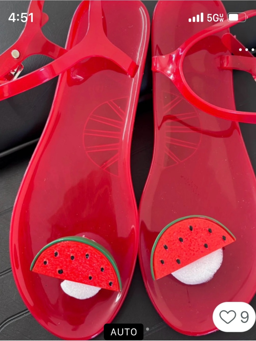 Red Jelly Sandals with Watermelon Accent